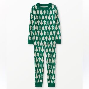 Hanna Andersson Organic Cotton Winter Green Holiday Pajamas size 14